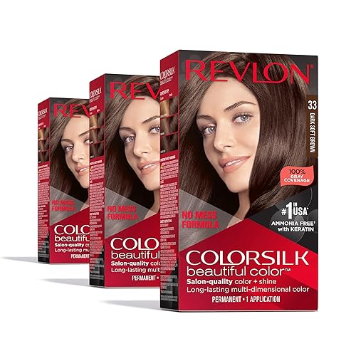 Revlon Colorsilk Beautiful Color Permanent Hair Color, (OLD VERSION) 33 Dark Soft Brown (Pack of 3) Beauty & Personal Care REVLON