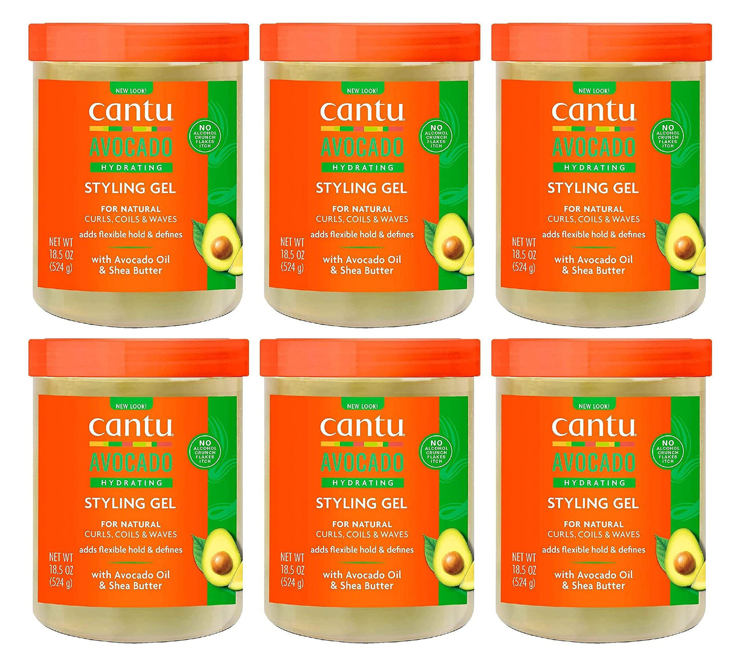 Cantu Avocado Hydrating Styling Gel 18.5 Ounce Jar (Pack of 6) Beauty & Personal Care Cantu