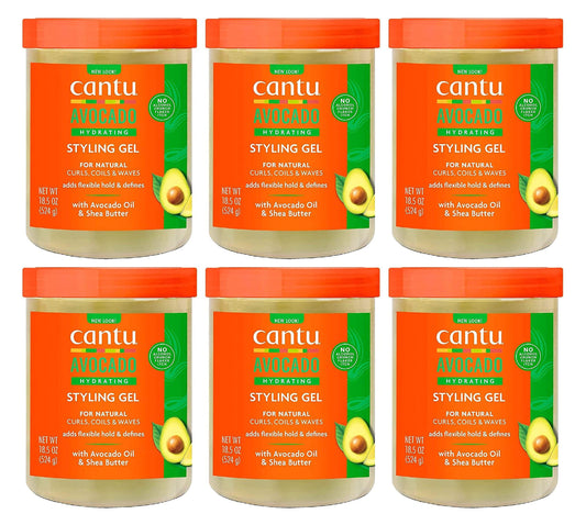 Cantu Avocado Hydrating Styling Gel 18.5 Ounce Jar (Pack of 6) Beauty & Personal Care Cantu
