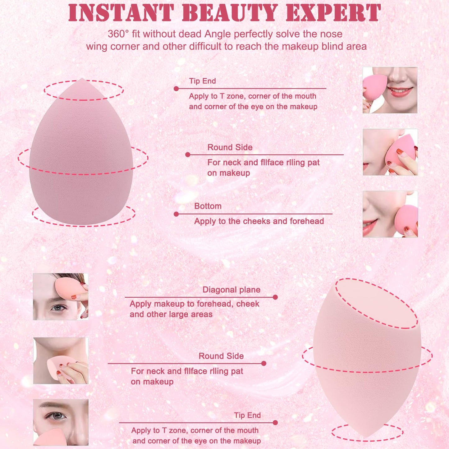 6+6 Professional Makeup Sponge Set,2.76 inch Portable Soft Sponge Setting Face Puffs,Multicolor Makeup Blending Sponge Cosmetic Applicator for Loose Beauty & Personal Care Scartink