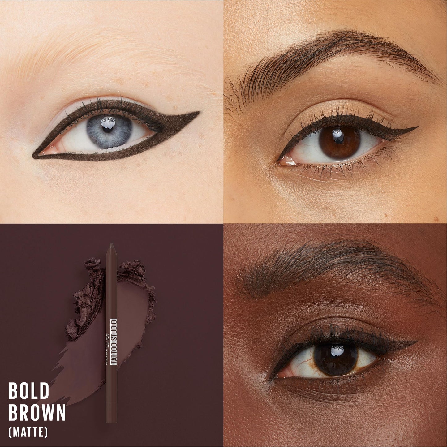 Maybelline TattooStudio Long-Lasting Sharpenable Eyeliner Pencil, Glide on Smooth Gel Pigments with 36 Hour Wear, Waterproof, Bold Brown, 1 Count Beauty & Personal Care MAYBELLINE