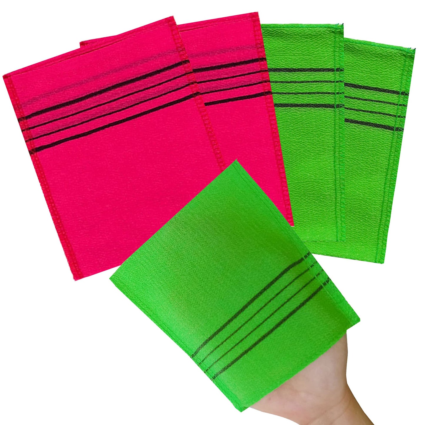 NOPIGO Korean Asian Exfoliating Bath Washcloth Mitt for Remove Dead Skin.Exfoliating Body Scrubber.Exfoliating Gloves for Body Scrub (Green2 Red2) Beauty and Personal Care NOPIGO