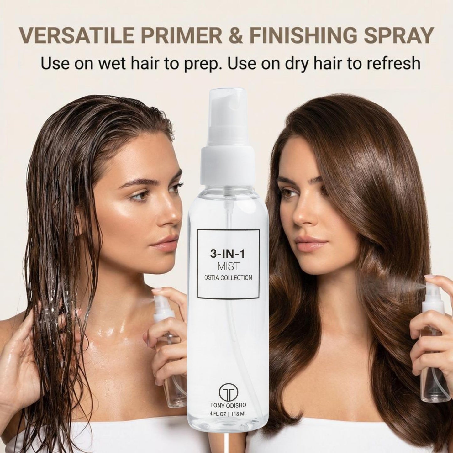 Tony Odisho 3-in-1 Detangling Hair Mist Spray - Great for All Hair Types and Extensions - Detangles, Adds Shine & Protects Against Heat - Use as Beauty & Personal Care Tony Odisho