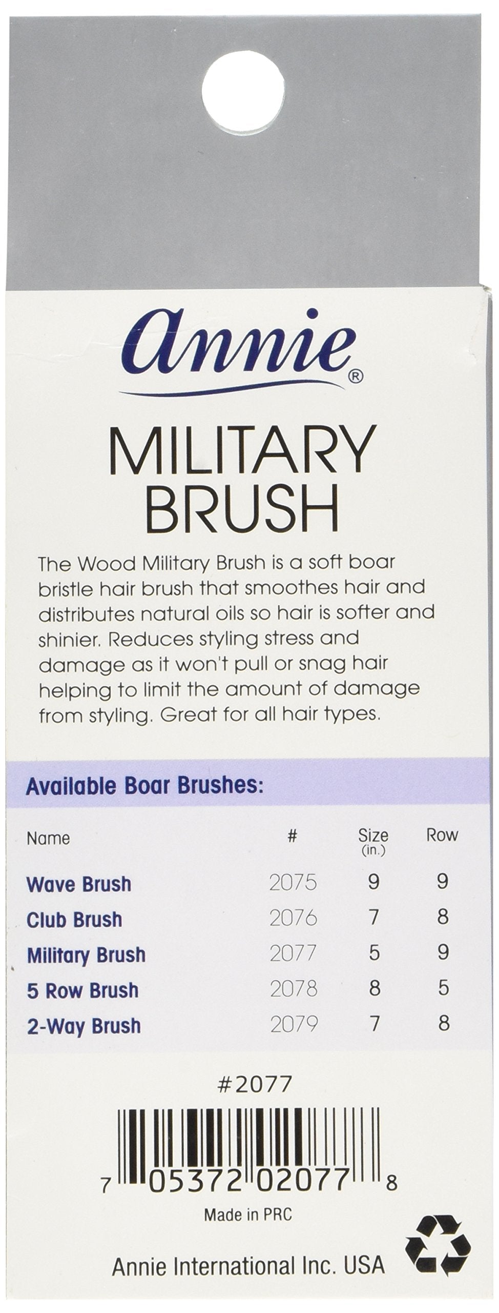 Annie Professional Military Brush 100% Natural Boar Medium Bristle Beauty & Personal Care Annie