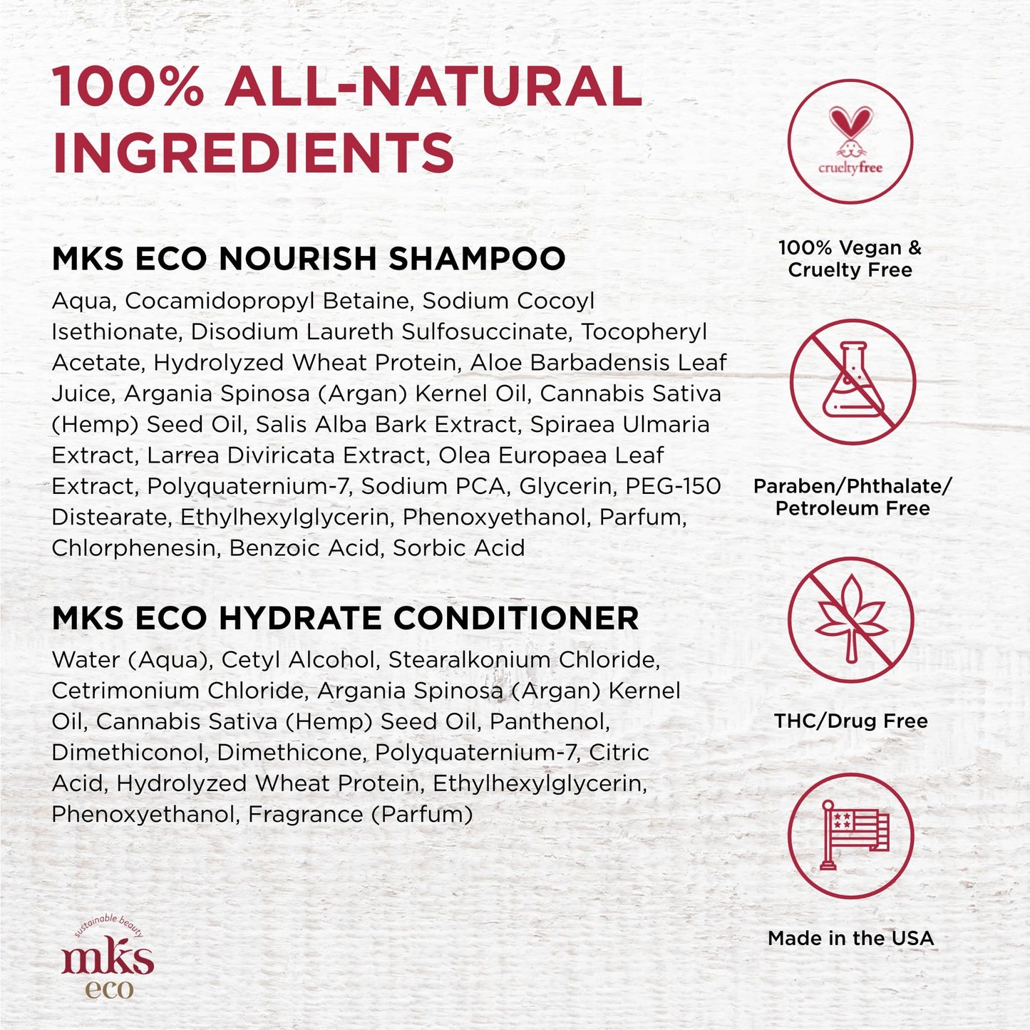 MKS eco Nourish Shampoo, Original Scent (10 fl oz) + MKS eco Hydrate Conditioner, Original Scent (10 fl oz) - Moroccan Argan Oil, Hemp Seed Oil Beauty & Personal Care Earthly Body
