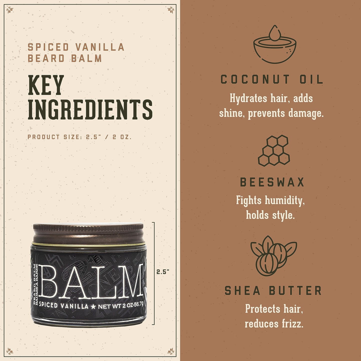 18.21 Man Made Beard Balm for Men, Spiced Vanilla, 2 fl. oz - Premium Grooming Cream with Low Shine for Conditioning and Shaping Beards, Mustaches Beauty & Personal Care 18.21 Man Made