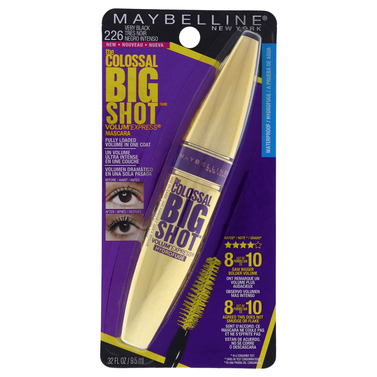 Maybelline New York Volum' Express The Colossal Big Shot Waterproof Mascara, Very Black, 0.32 fl. oz., 1 Count (Pack of 1), (I0097470) Beauty & Personal Care MAYBELLINE