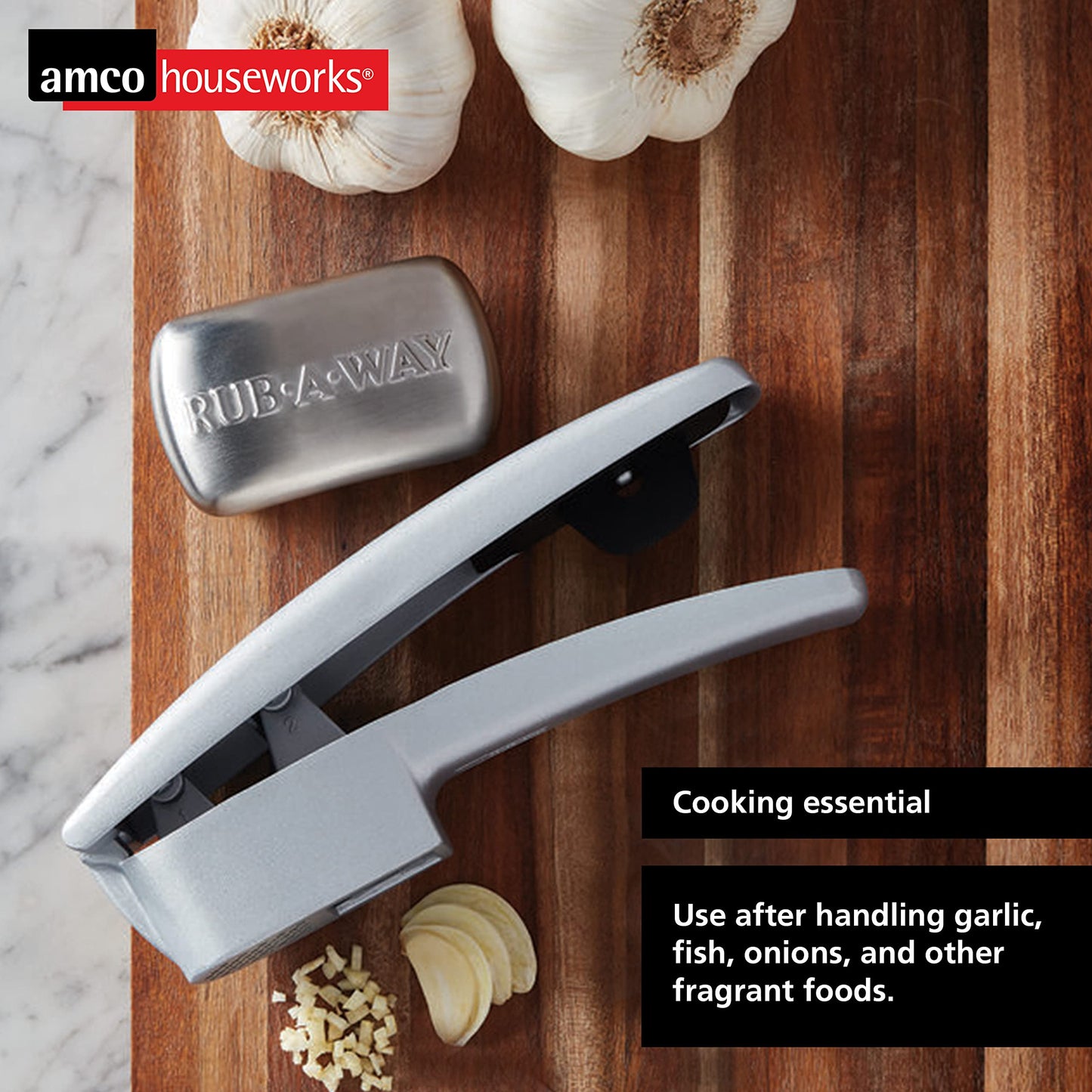 Amco Rub Away Bar, Stainless Steel Odor Absorber (3.1" x .7") - Dishwasher Safe Kitchen & Outdoor Essential for Garlic, Onion, Fishing, Hiking Odors Beauty & Personal Care Amco