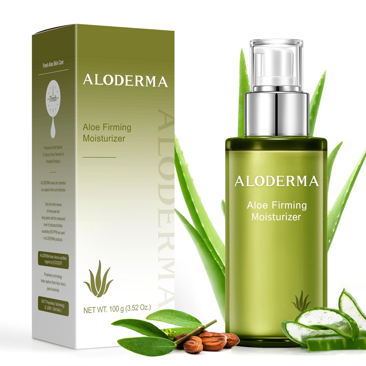 Aloderma Aloe Vera Firming Facial Moisturizer with 72% Organic Ingredients - Nourishing & Replenishing - Natural Face Lotion for Aging Skin - Smooths Beauty & Personal Care Aloderma