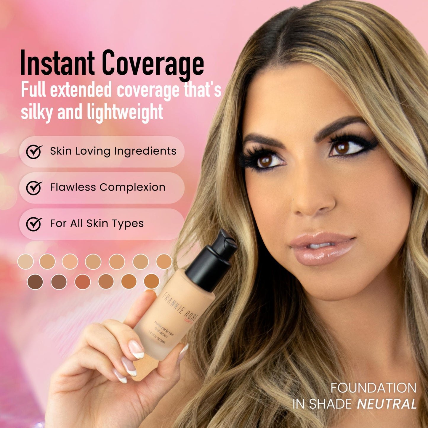 Frankie Rose Cosmetics Matte Perfection Foundation Makeup - Long-Lasting, Hydrating Foundation for Semi-Matte Finish - Foundation Full Coverage Beauty & Personal Care Frankie Rose Cosmetics
