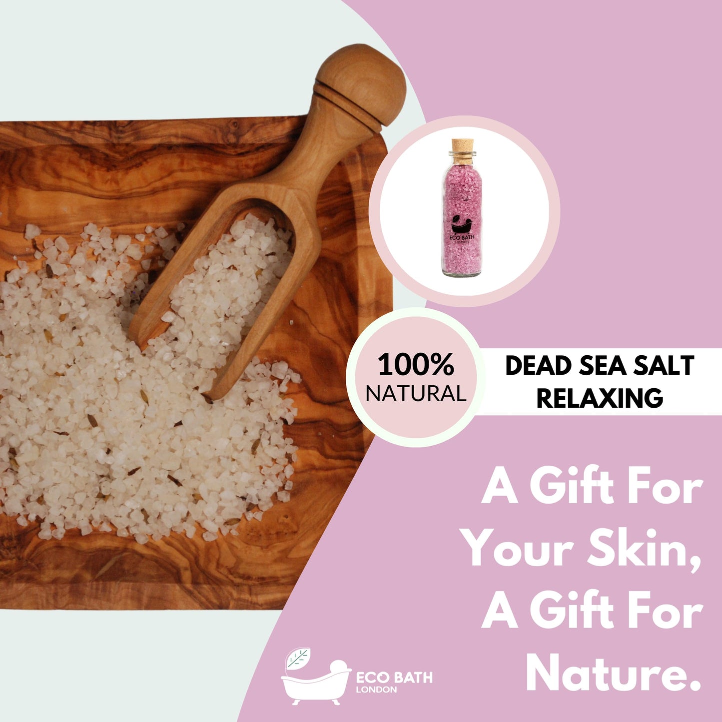 Eco Bath London Relaxing Dead Sea Salt - 300g, Rich in Magnesium, 100% Natural Sea Salt for Soothing Baths, Infused with Lavender and Bergamot Oils Beauty and Personal Care Eco Bath London