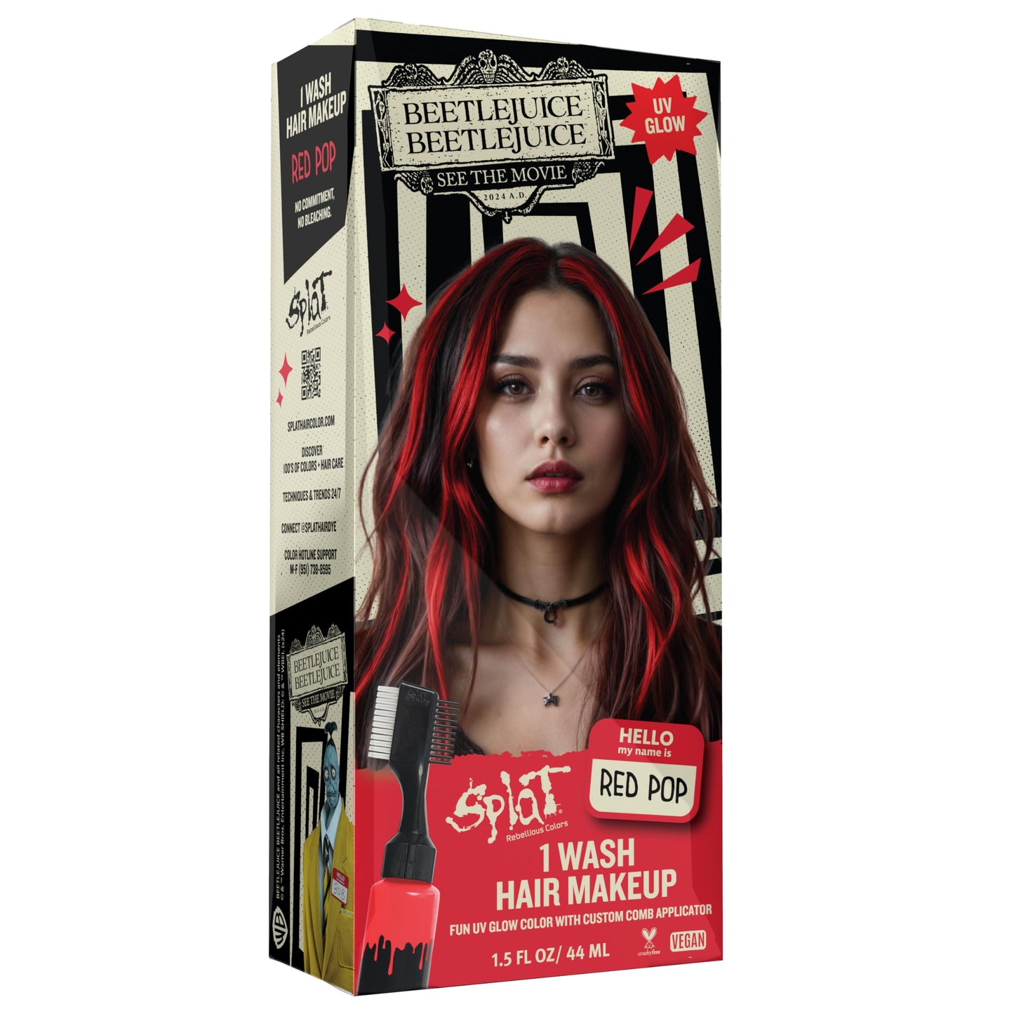Beetlejuice Beetlejuice Splat 1-Wash Temporary Hair Dye, Red Pop Beauty & Personal Care Splat