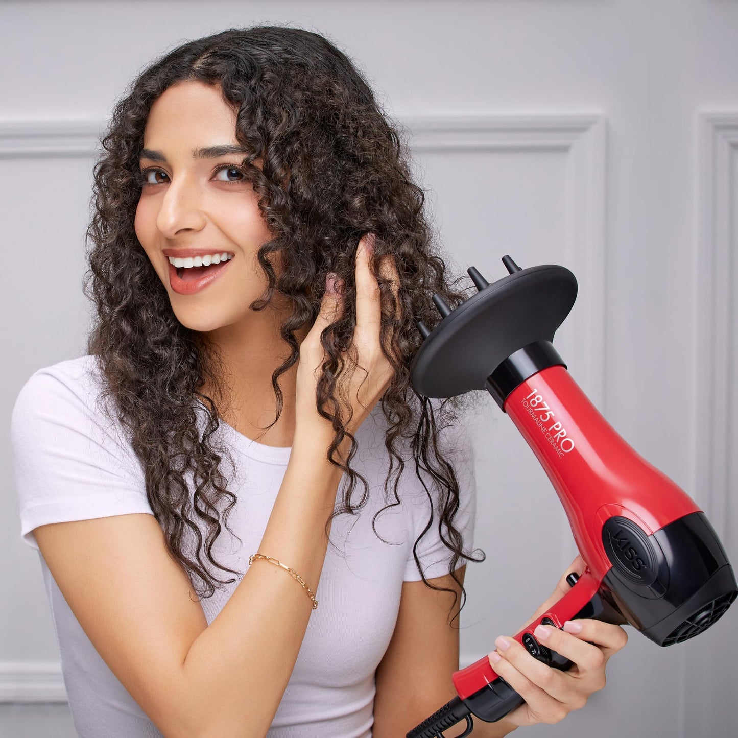 KISS 1875 Watt Pro Tourmaline Ceramic Hair Dryer, Styling Edition, 3 Heat Settings, 2 Speed Settings, Cool Shot Button, 7 Blow Dryer Accessories Beauty & Personal Care KISS