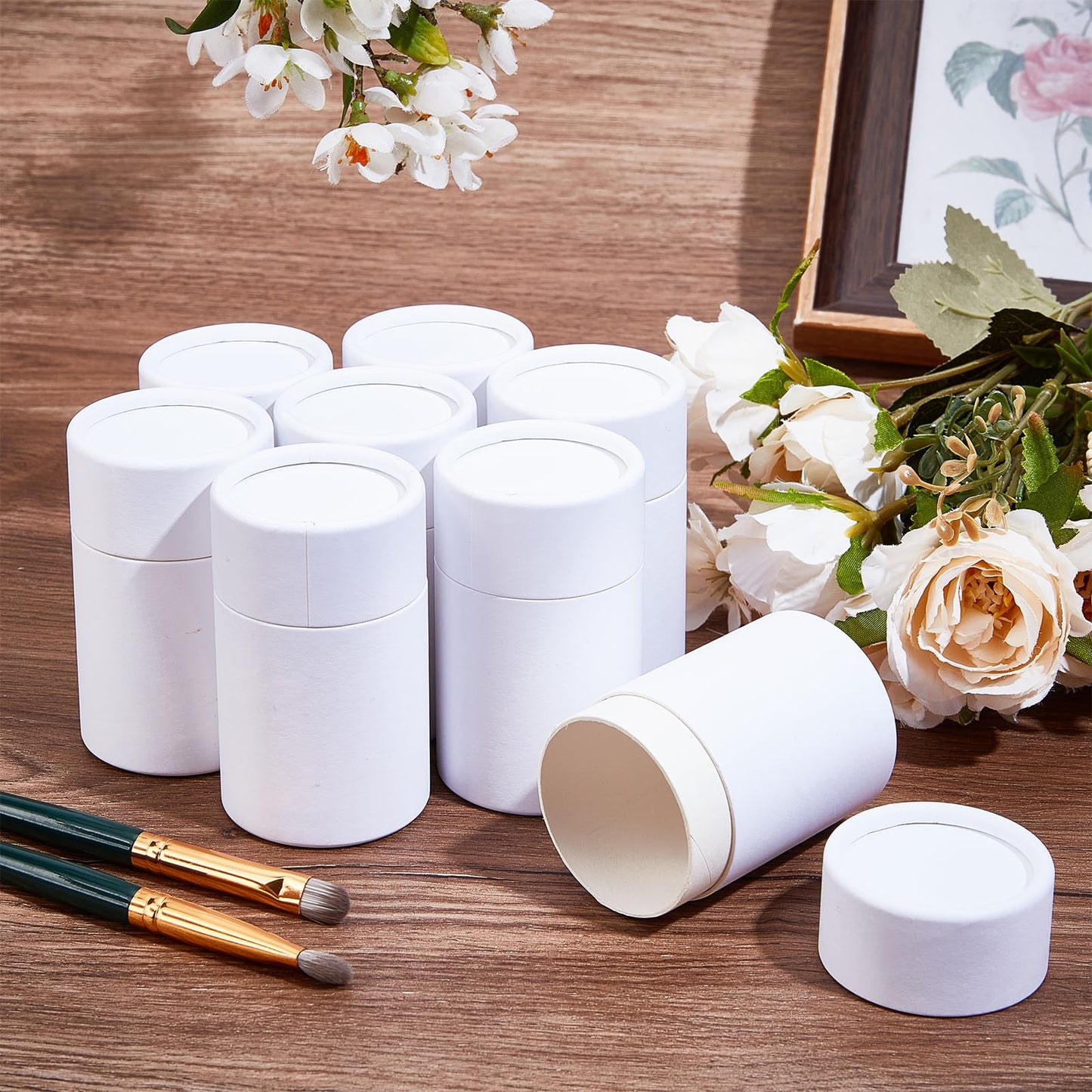 NICENEEDED 8 Pcs White Paperboard Lip Balm Tubes, 2.5 Oz Refillable Paper Lipstick Tube, Round Cardboard Empty Lip Gloss Container Solid Perfume Tube Beauty and Personal Care NICENEEDED