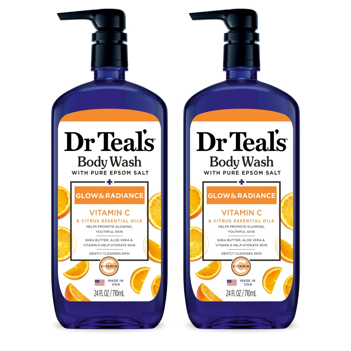 Dr Teal's Body Wash with Pure Epsom Salt, Glow & Radiance with Vitamin C & Citrus Essential Oils, 24oz (Pack of 2) Beauty & Personal Care Dr Teal's