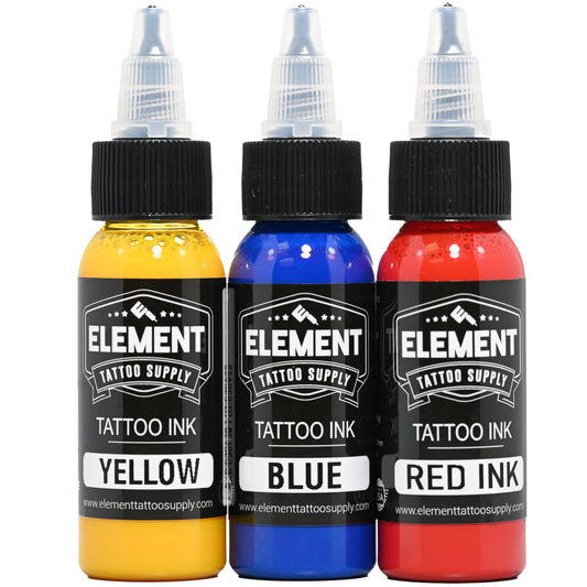Element Tattoo Supply Ink Set | Red Yellow Blue | Professional Solid Colors for Human Skin | Bright Bold Pre-Dispersed Pigment | Essential Artist Beauty and Personal Care Element Tattoo Supply Default Title