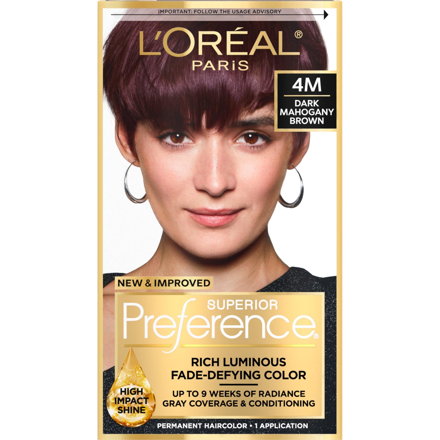 L'Oreal Paris Superior Preference Luminous Fade-Defying Permanent Hair Color, Hair Dye For Up to 9 Weeks of Radiance, Dark Mahogany Brown 4M, 1 Hair Beauty & Personal Care L'Oreal Paris