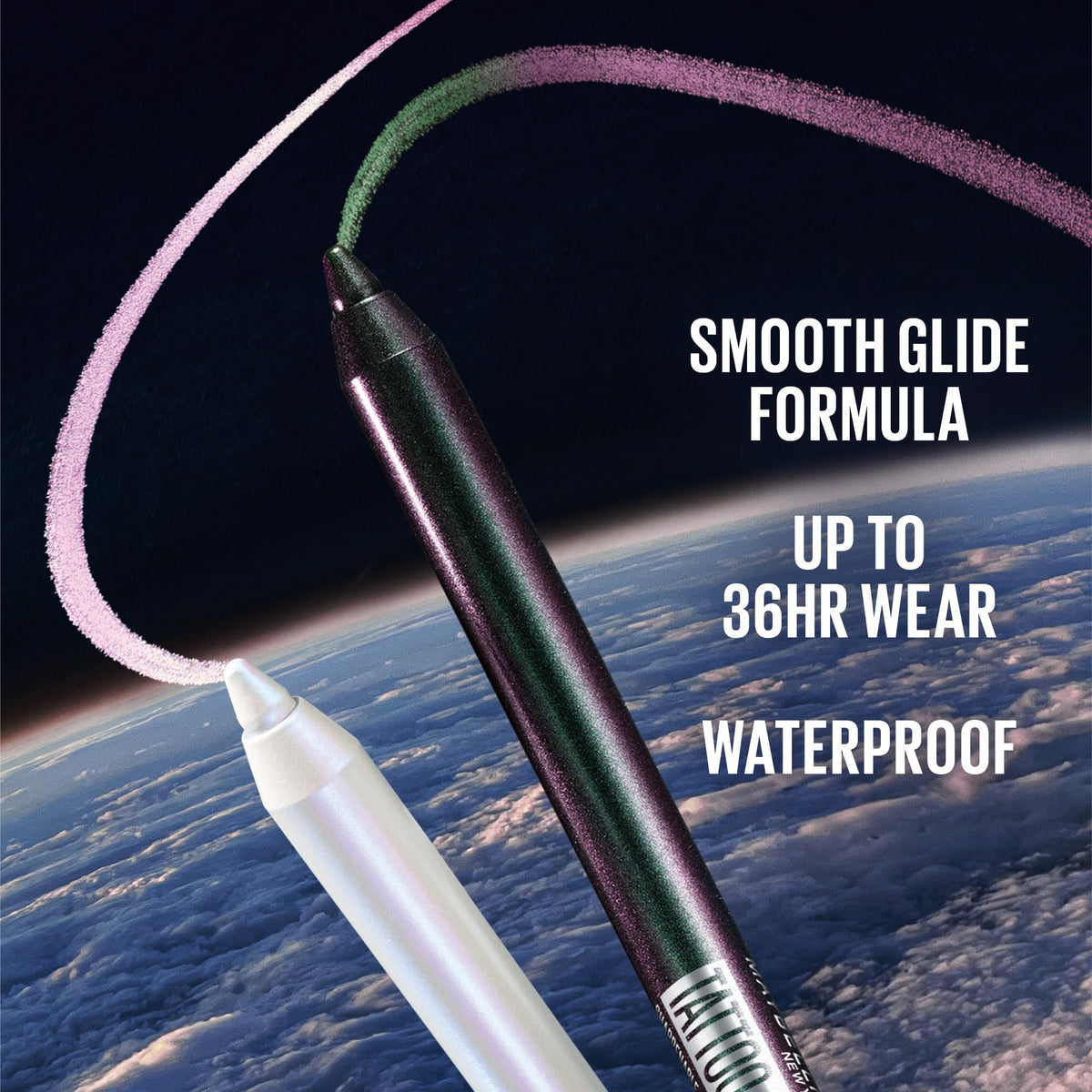 MAYBELLINE Tattoo Studio Long-Lasting Sharpenable Eyeliner Pencil, Glide on Smooth Gel Pigments with 36 Hour Wear, Waterproof, Stardust Chrome, 1