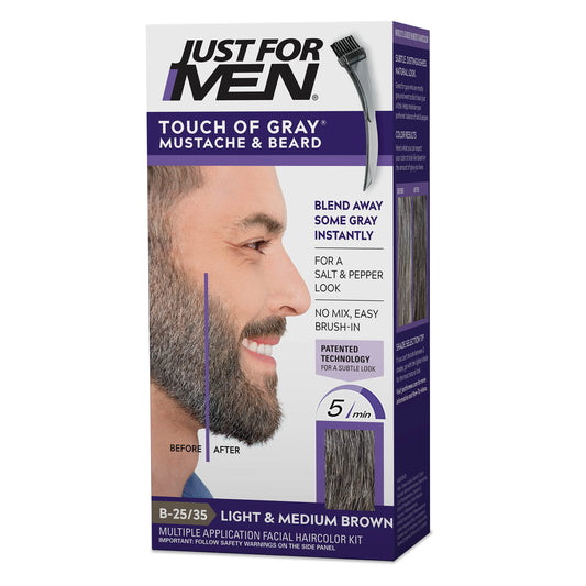Just For Men Touch of Gray Mustache & Beard, Beard Coloring for Gray Hair with Brush Included for Easy Application, Great for a Salt and Pepper Look Beauty & Personal Care Just for Men