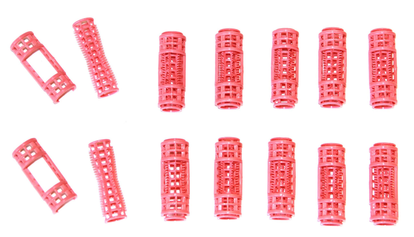 12pc Small Mini Tiny Snap On (Clip-On) Hair Rollers PINK Beauty & Personal Care Ameliana