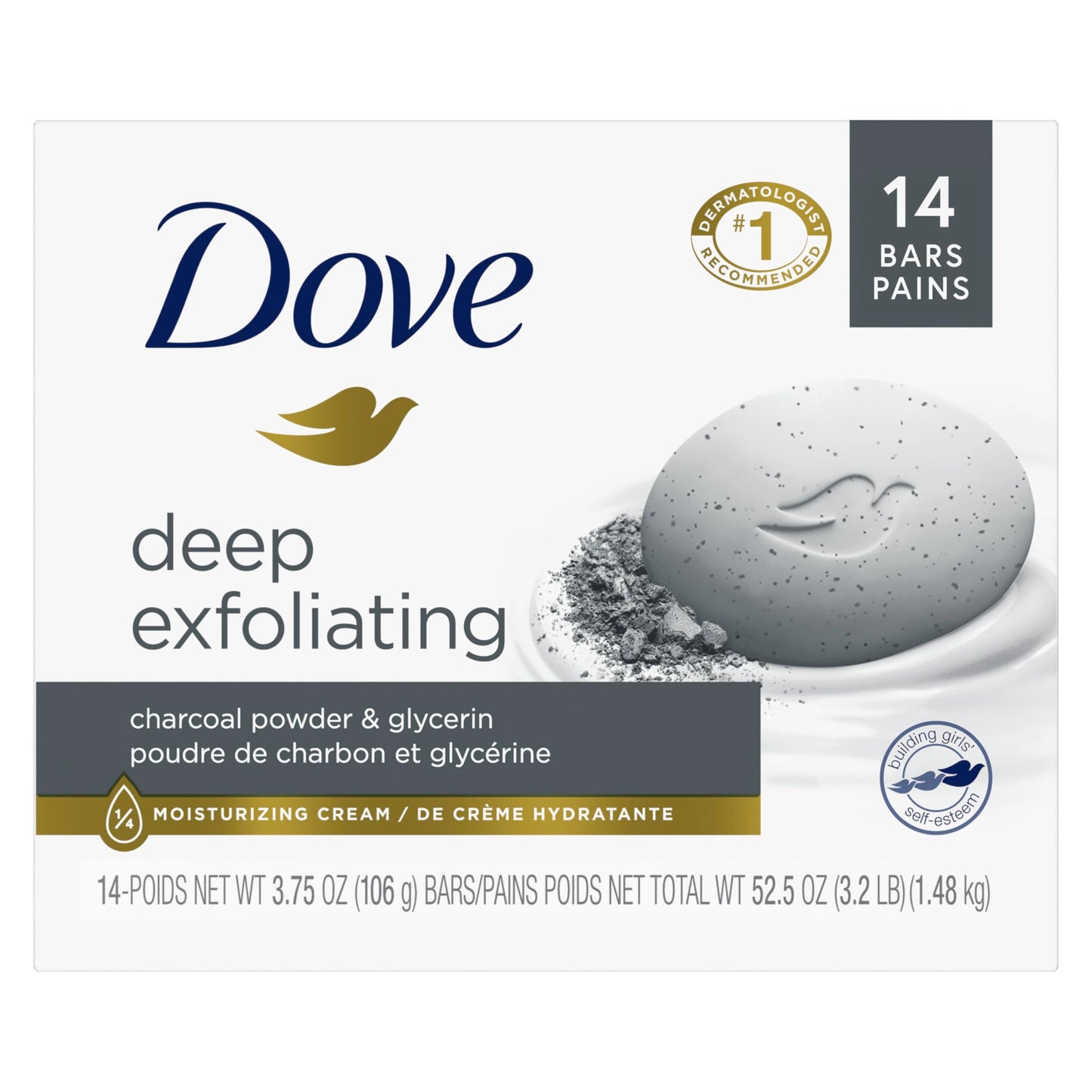 Dove Beauty Bar Soap Deep Exfoliating Charcoal Powder & Glycerin 14 count,for Softer, Smoother Skin,Scrubs Away Impurities 3.75oz Beauty & Personal Care Dove