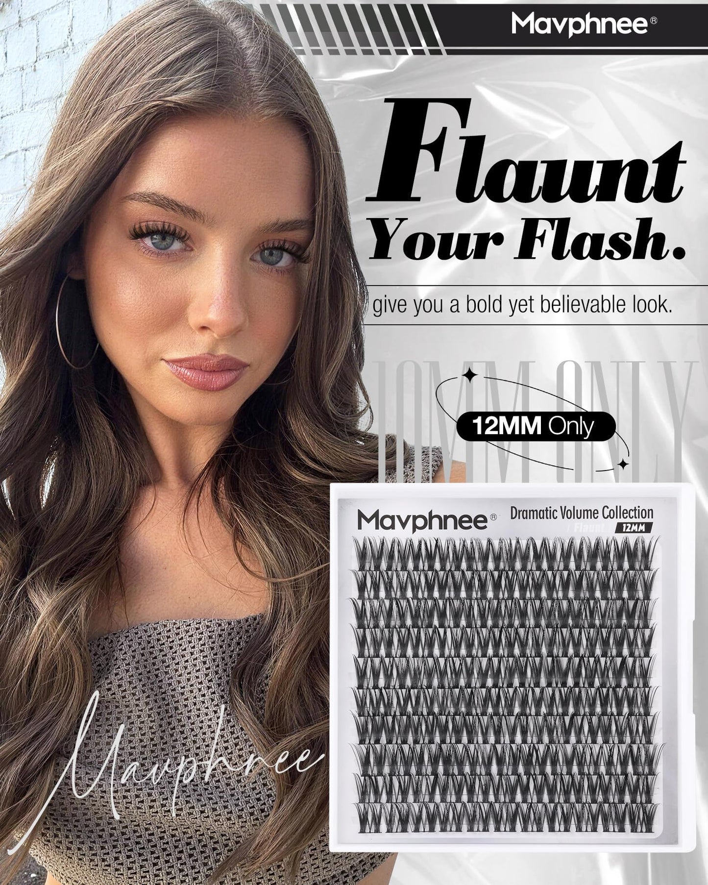 Flaunt Lash Clusters 12MM Only Eyelash Clutsers Wispy Wet Set Individual Lash Extensions CD-Curly Natural Eyelash Extensions, Effortless Application Beauty and Personal Care Mavphnee