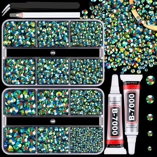 Resin Jelly Rhinestones for Crafting with B7000 Jewelry Glue, 1 Box Emerald Black AB Flatback Crystals with 2Pcs 10ml Glue, Bedazzling Non Hotfix Gems Beauty and Personal Care TINKRSTUFF Default Title