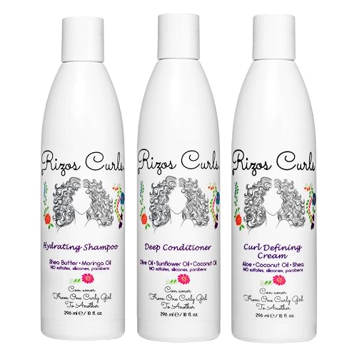 Rizos Curls Trio Bundle, Hydrating Shampoo & Deep Conditioner & Curl Cream Bundle, Gently Cleanse and Hydrate Curly Hair, Style & Define Curls Beauty & Personal Care Rizos Curls