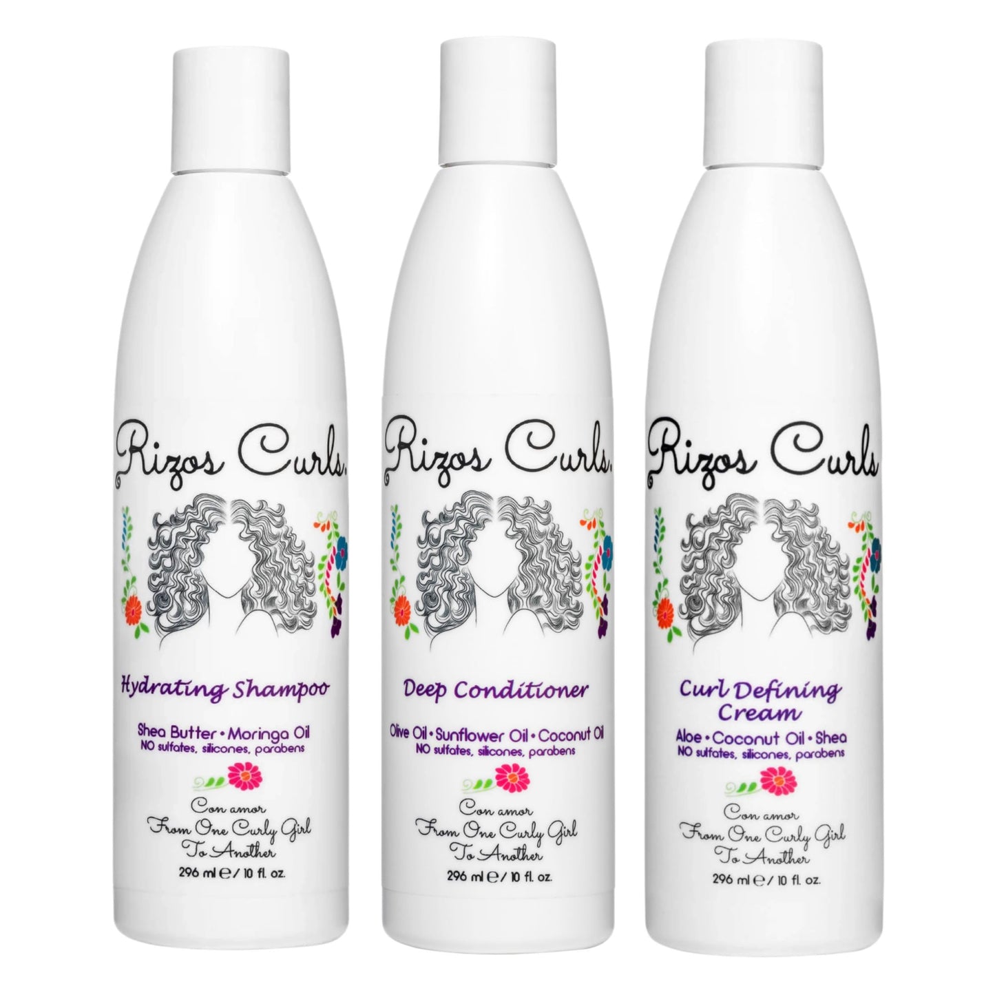 Rizos Curls Trio Bundle, Hydrating Shampoo & Deep Conditioner & Curl Cream Bundle, Gently Cleanse and Hydrate Curly Hair, Style & Define Curls Beauty & Personal Care Rizos Curls