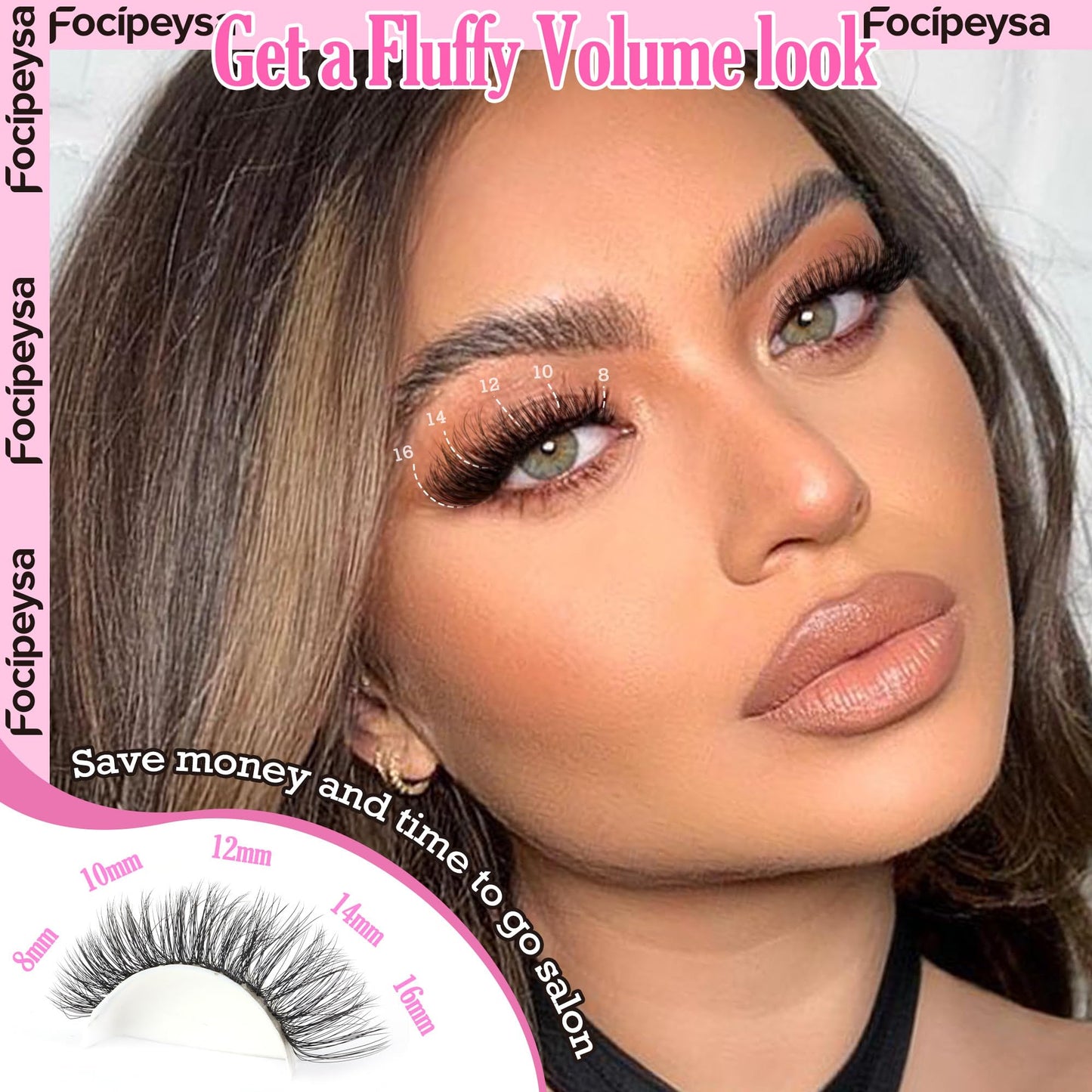Full Volume Lash Clusters DIY Lash Extension 300pcs Clusters Lashes D Curly Eyelash Extension 8-16mm Individual Lashes Mink for Self Application at Beauty and Personal Care Focipeysa