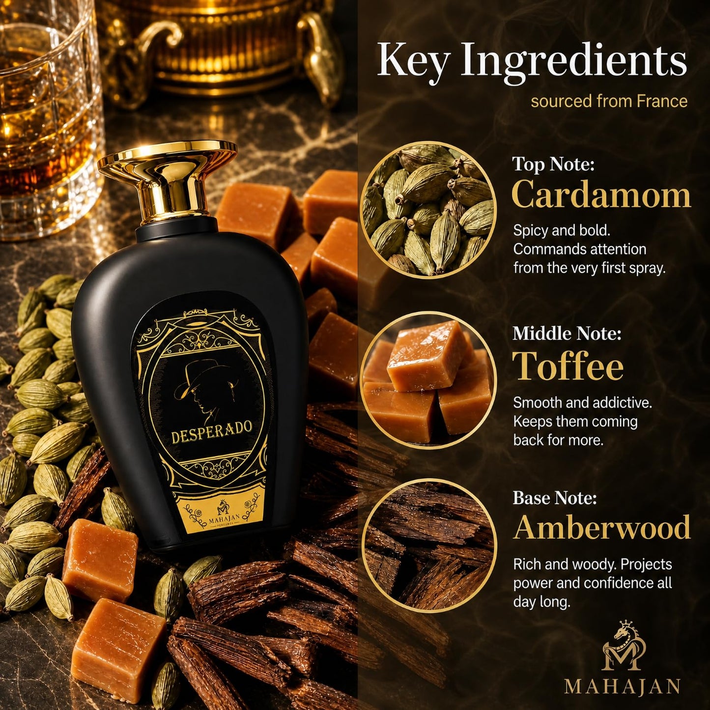 Mahajan Desperado Eau de Parfum - Powerful & Seductive Men’s Cologne - Spicy, Woody, & Sweet Fragrance for Day & Night - Long-Lasting Luxury Perfume Beauty & Personal Care Mahajan