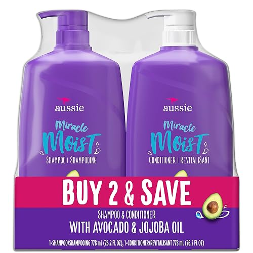 Aussie Miracle Moist with Avocado & Jojoba Oil, Paraben Free Shampoo & Conditioner, 26.2 fl oz Dual Pack Beauty & Personal Care Aussie