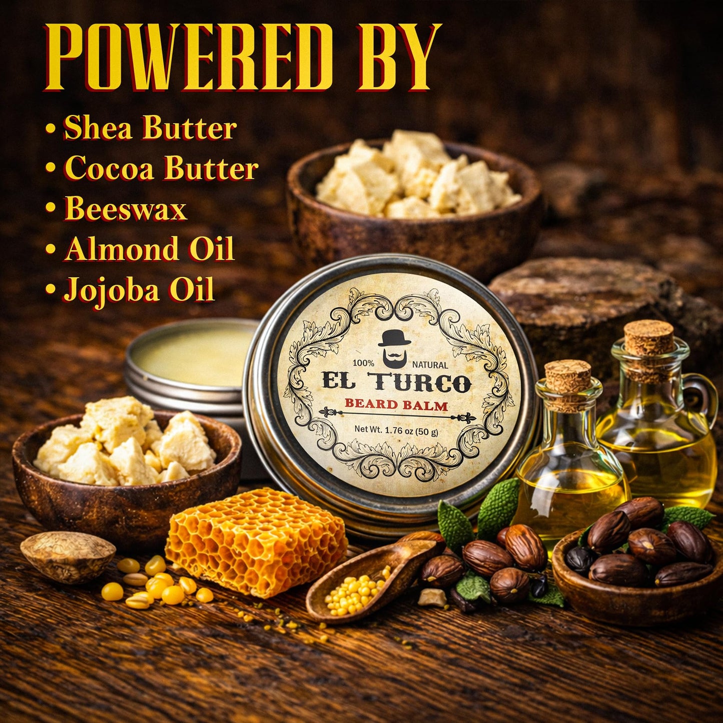 EL TURCO Beard Balm for Men with Shea Butter & Cocoa Butter, Natural Beeswax for Softening, Conditioning & Light Hold, Daily Grooming for Thick, Dry Beauty and Personal Care EL TURCO