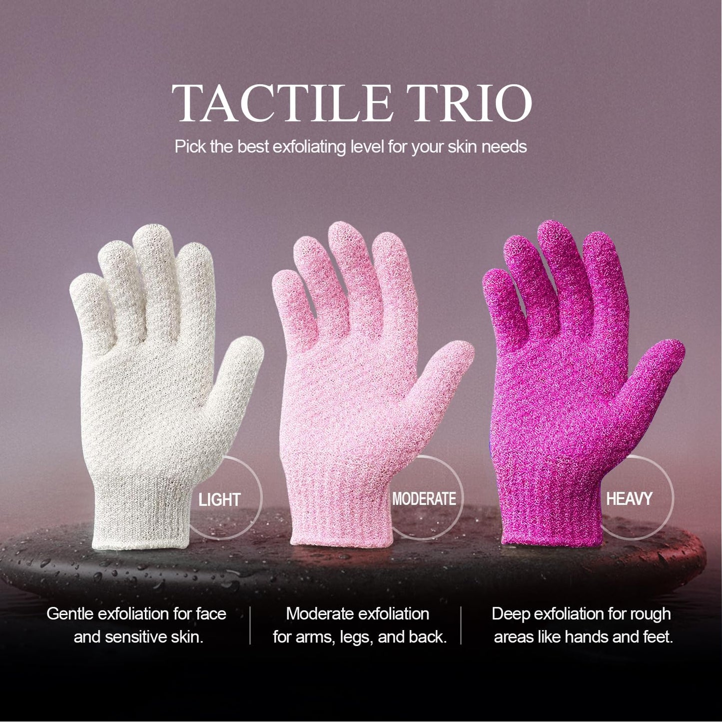 Evridwear Exfoliating Dual Texture Bath Gloves for Shower, Spa, Massage and Body Scrubs, Dead Skin Cell Remover, Gloves with Hanging Loop (1 Pair Beauty and Personal Care Evridwear