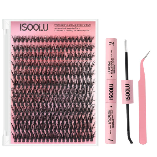 ISOOLU Lash Clusters Manga Individual Lashes Wispy Eyelash Clusters WideSpan Eyelash Extension Kit with Lash Bond and Seal Wet-Look Spiky Cluster Beauty and Personal Care ISOOLU Default Title