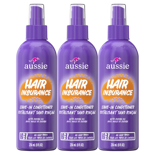 Aussie Hair Insurance Leave-In Conditioner Spray: Moisturizing Frizz Control & Detangler with Jojoba Oil (8 Fl Oz Each, 3-Pack) Beauty and Personal Care Aussie Default Title