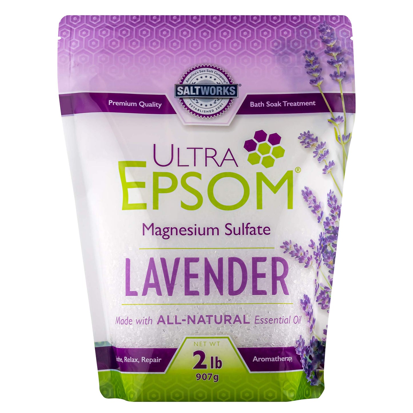 SaltWorks Ultra Epsom Scented Bath Salt, Lavender, 2 Pound Bag Beauty and Personal Care SaltWorks