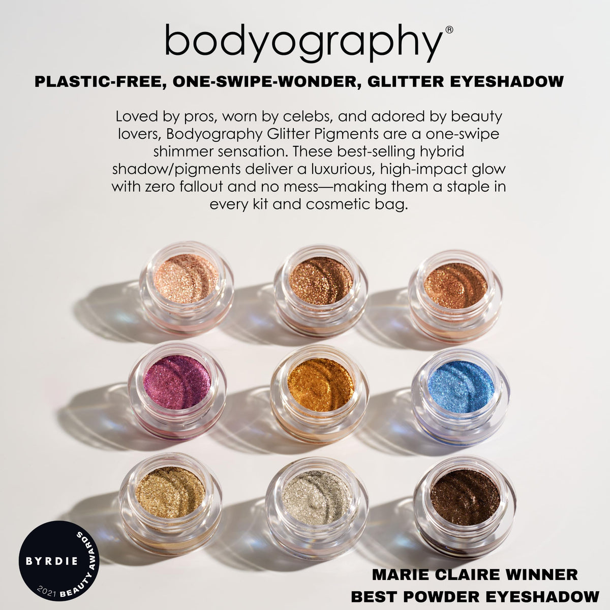 Bodyography Glitter Pigment Eye Shadow | Long Wear Shimmer Eyeshadow | Vegan, Talc & Paraben Free | Cream Powder Formula | Caviar (Smoky Brown) 1.5 g Beauty & Personal Care Bodyography