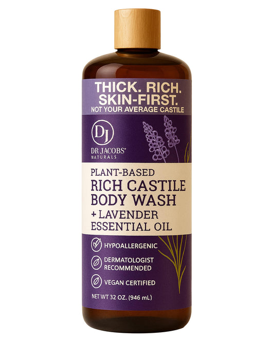 Dr. Jacobs Naturals Pure Castile Soap Liquid Body Wash, Lavender - Plant Based Soap Infused with Vitamin E and Aloe Vera to Moisturize Dry Beauty & Personal Care DR.JACOBS NATURALS