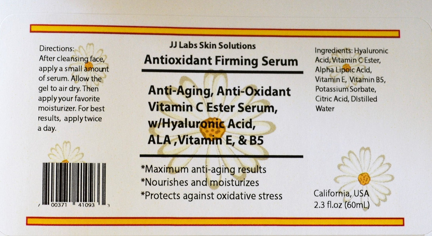 Vitamin C Ester Anti Oxidant Firming Serum w/Hyaluronic Acid,ALA,Vitamin E & Vitamin B5 (2.3oz, Pump Dispenser) Beauty & Personal Care JJLabs Skin Solutions