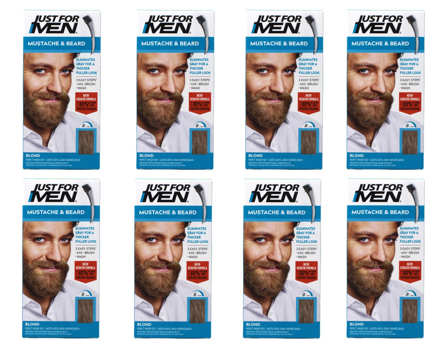 JUST FOR MEN Mustache & Beard Brush-In Color Gel, Blond M-10/15 1 Each (Pack of 8) Beauty & Personal Care Just for Men