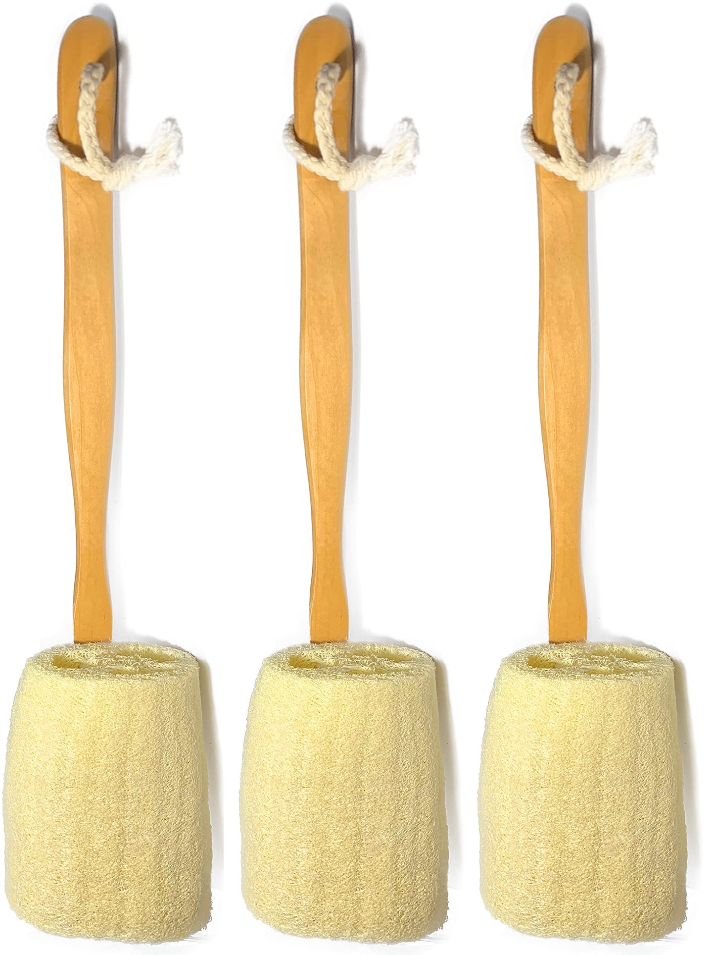 3 Pack Natural Exfoliating Loofah luffa loofa Bath Brush On a Stick - with Long Wooden Handle Back Brush for Men & Women - Shower Sponge Body Back Beauty & Personal Care Mr.Cui'shop