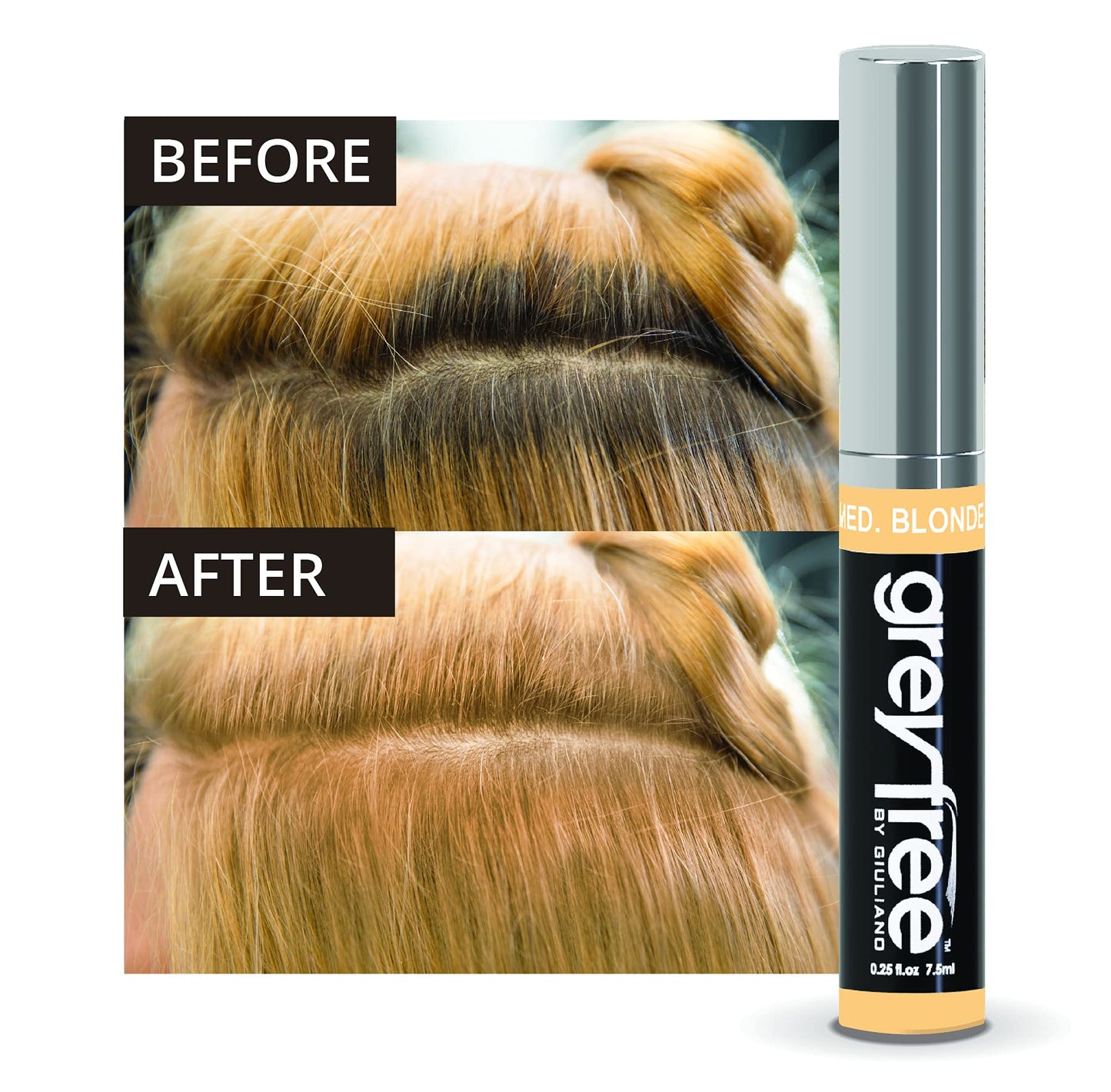 Greyfree Hair Mascara Root Touch-Up for Gray Hair | Precision Hairline Concealer for Brows & Beard Medium-Blonde (warm tone) Beauty & Personal Care Greyfree