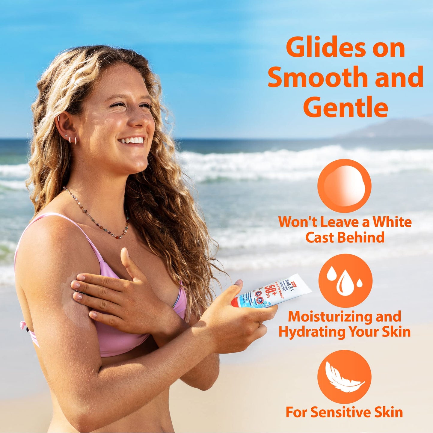 SAFE SEA Jellyfish Sting-Blocking Sunscreen, SPF 50+ travel Size Lotion, Waterproof, Biodegradable, Coral Reef-Safe, Body and Face Sunscreen Beauty & Personal Care SAFE SEA
