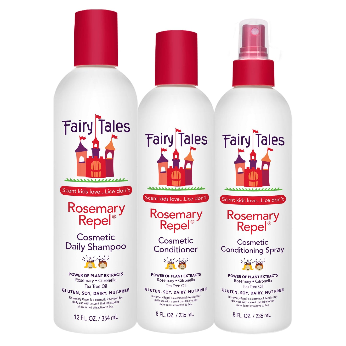 Fairy Tales Rosemary Repel Daily Kids Shampoo, 12 fl oz., Conditioner, 8 fl oz. & Conditioning Spray, 8 fl oz. Star Trio- Kids Like the Smell, Lice Do Beauty & Personal Care Fairy Tales
