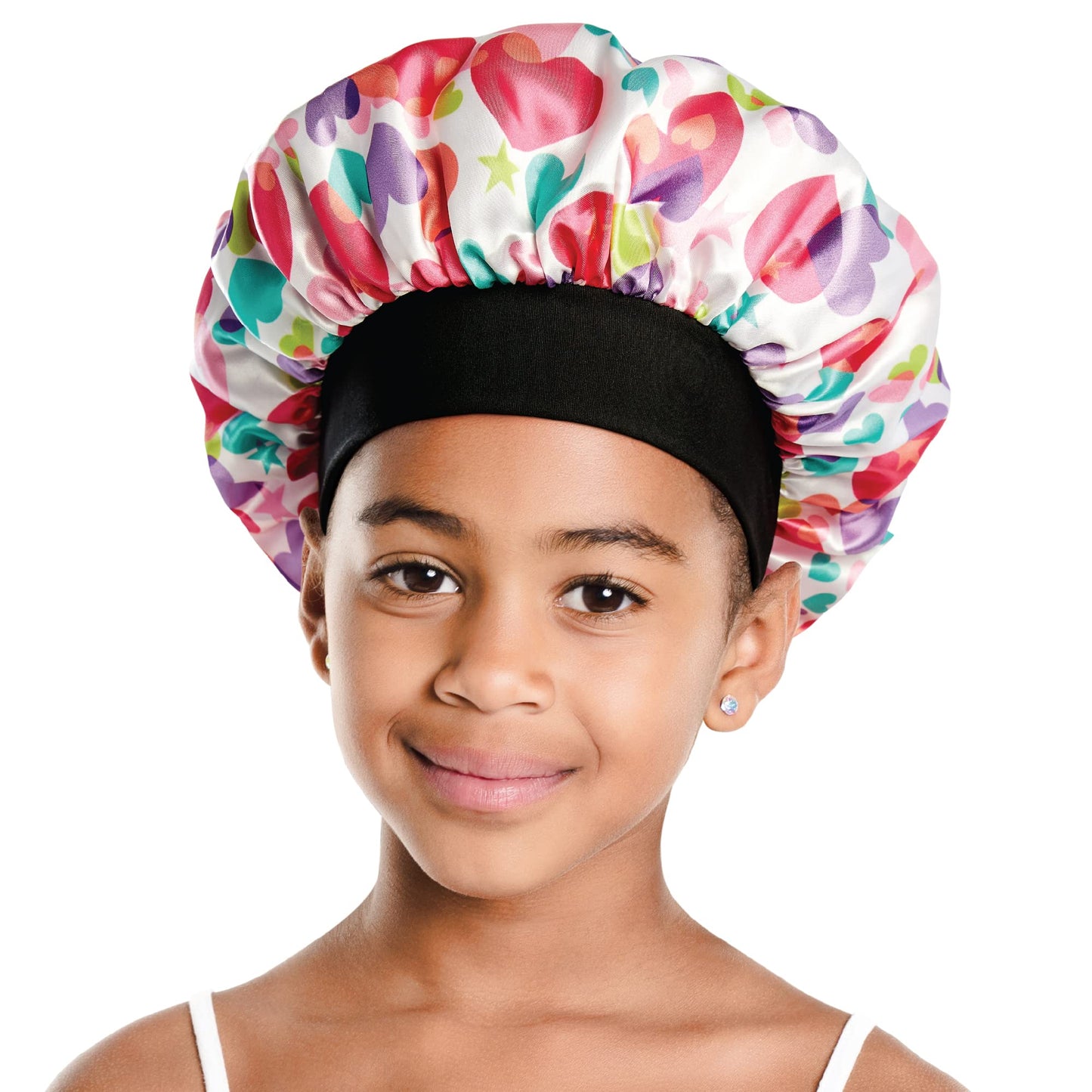 Red by Kiss Kids Satin Bonnet Sleep Cap Reversible Hair Bonnet for Boys and Girls Sleeping Night Silk Sleep Cap (Heart) Multi Color Beauty and Personal Care Red by Kiss