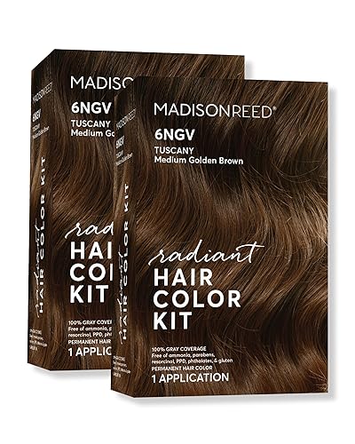 Madison Reed Radiant Hair Color Kit - 6NGV Medium Golden Brown (Tuscany Brown), Dimensional Gray Hair Blending Permanent Hair Dye, PPD-Free Beauty & Personal Care Madison Reed