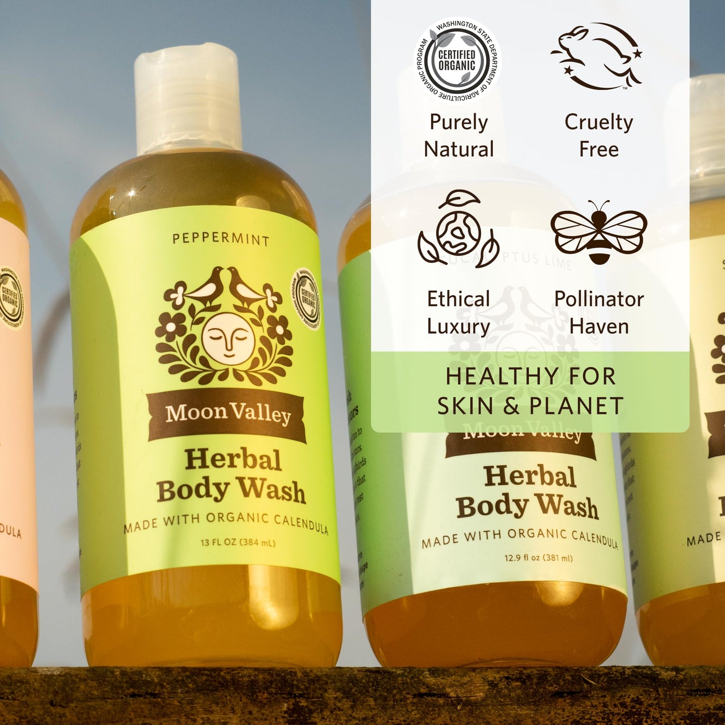 Herbal Body Wash, Peppermint by Moon Valley, All Natural Ingredients, No Parabens, Vegan, Moisturizing Essential Oils, Two Pack Beauty & Personal Care Moon Valley Organics