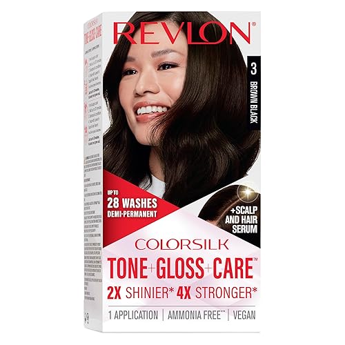 Revlon ColorSilk Tone + Gloss + Care Demi Permanent Hair Color, Dye Kit with Leave-In Scalp and Haircare Serum, 2x Shinier, 4x Stronger, 3 Brown Beauty & Personal Care REVLON