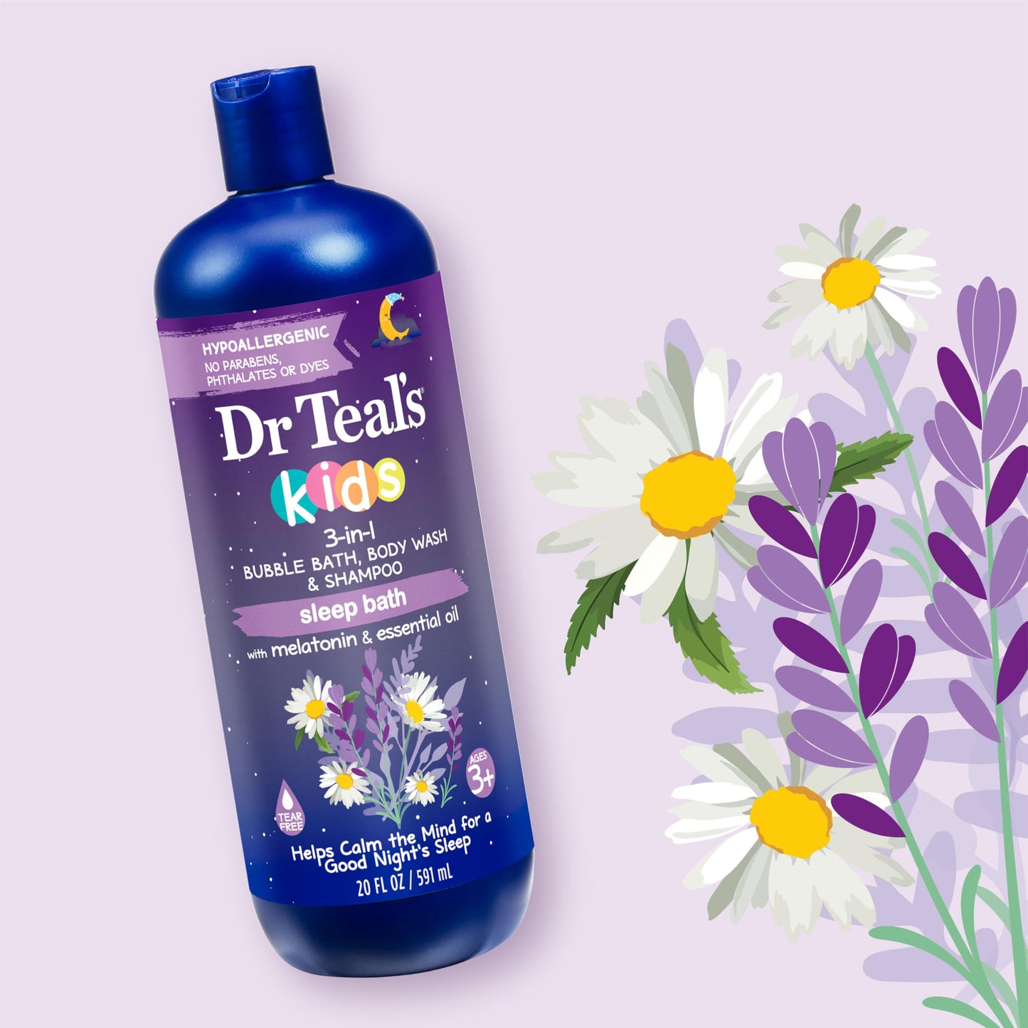 Dr Teal's Kids 3-in-1 Sleep Bubble Bath, Body Wash & Shampoo with Melatonin & Essential Oil, Lavender Scent, 20 fl oz (Pack of 3) Beauty & Personal Care Dr Teal's